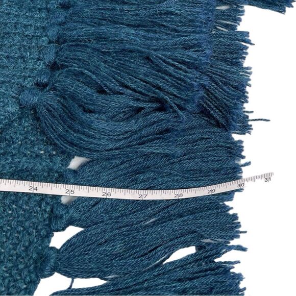 Nanette Lepore Alpaca Wool Blend Blue Fringe oversized Cardigan Sweater Sz XS/S - Picture 8 of 8